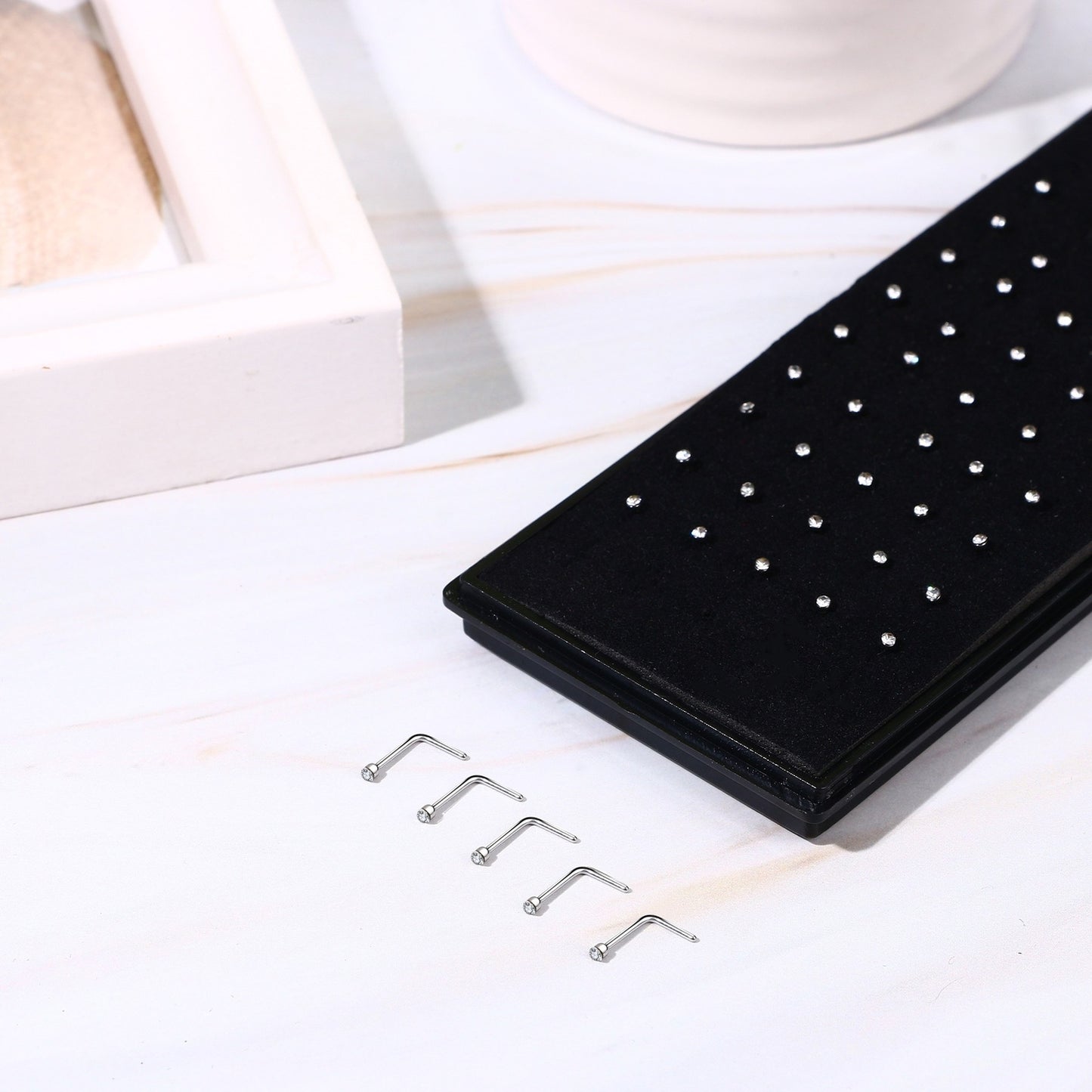60Pcs 20G Nose Rings Studs for Women Men L-Shaped Nose Piercing Jewelry 1.5Mm