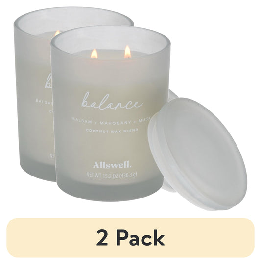 (2 Pack)  Balance (Balsam + Mahogany + Musk) Scented 2-Wick 15Oz Spa Jar Candle