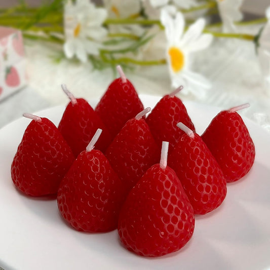 Strawberries Candles Gifts for Women, Aromatherapy Candle, Room Decor Cute Strawberries Shaped Scented Candles, Aesthetic Decorative (9 Red, 3 Inch)