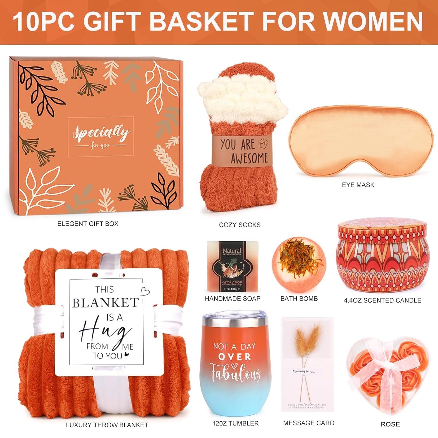 Fall Gifts Baskets for Women Mom Grandma Her Wife Girlfriend,Relaxing Spa Gifts for Teacher Friend Sister Grandma,Self Care Gifts Box,Thinking of You,Breast Cancer Gifts,Thank You,Retirement Gifts