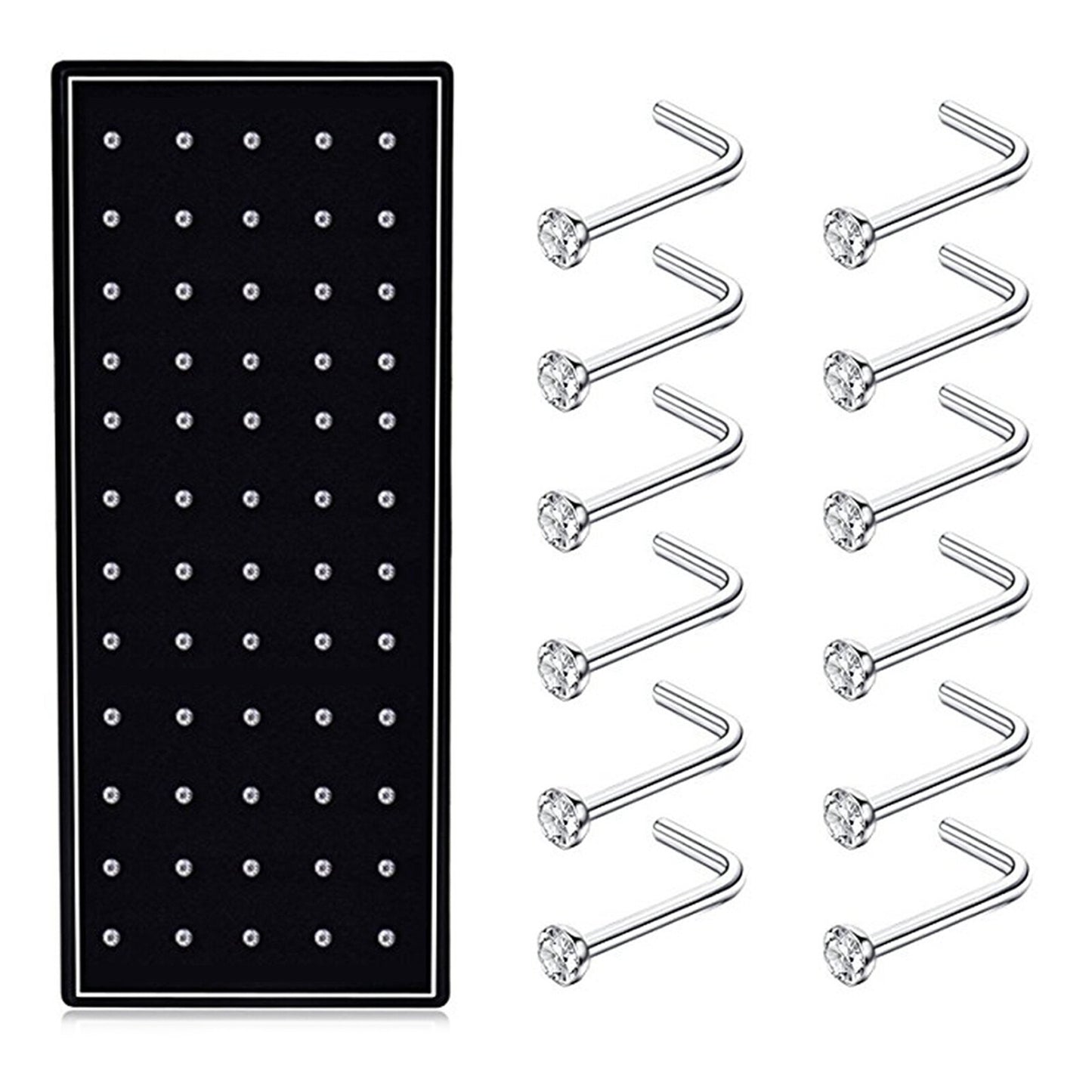 60Pcs 20G Nose Rings Studs for Women Men L-Shaped Nose Piercing Jewelry 1.5Mm