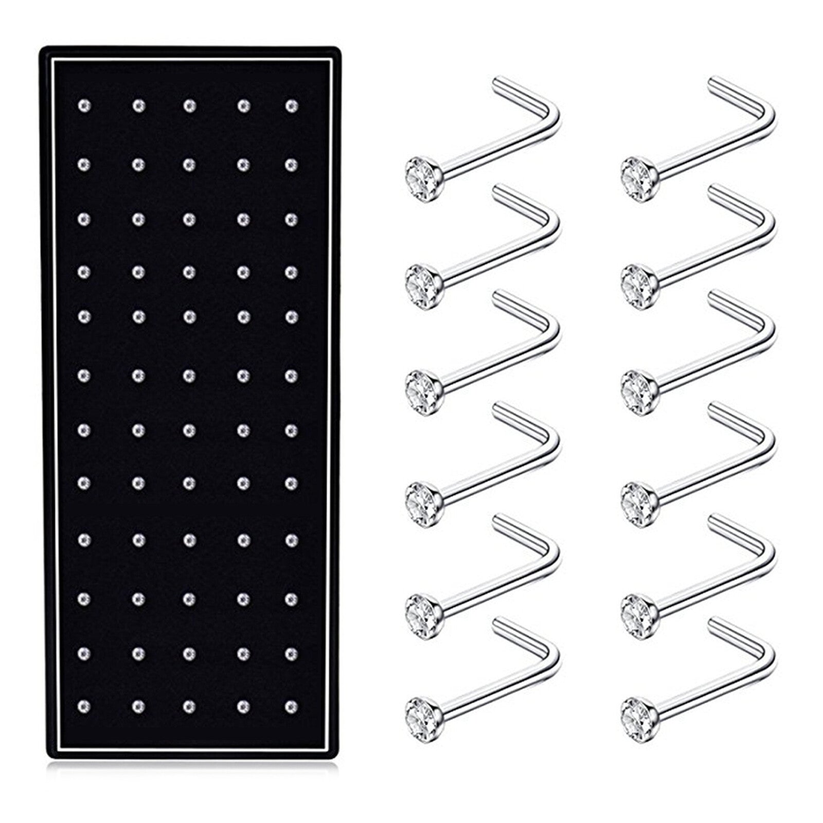 60Pcs 20G Nose Rings Studs for Women Men L-Shaped Nose Piercing Jewelry 1.5Mm