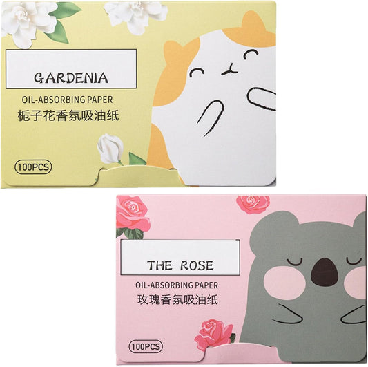 200 Sheets Oil Absorbing Sheets for Face,Oil Blotting Sheets for Face Soft Oil Unisex Blotting Papers,Makeup Blotting Paper Oil Blotting Sheets for Oily Care (Gardenia+Rose)