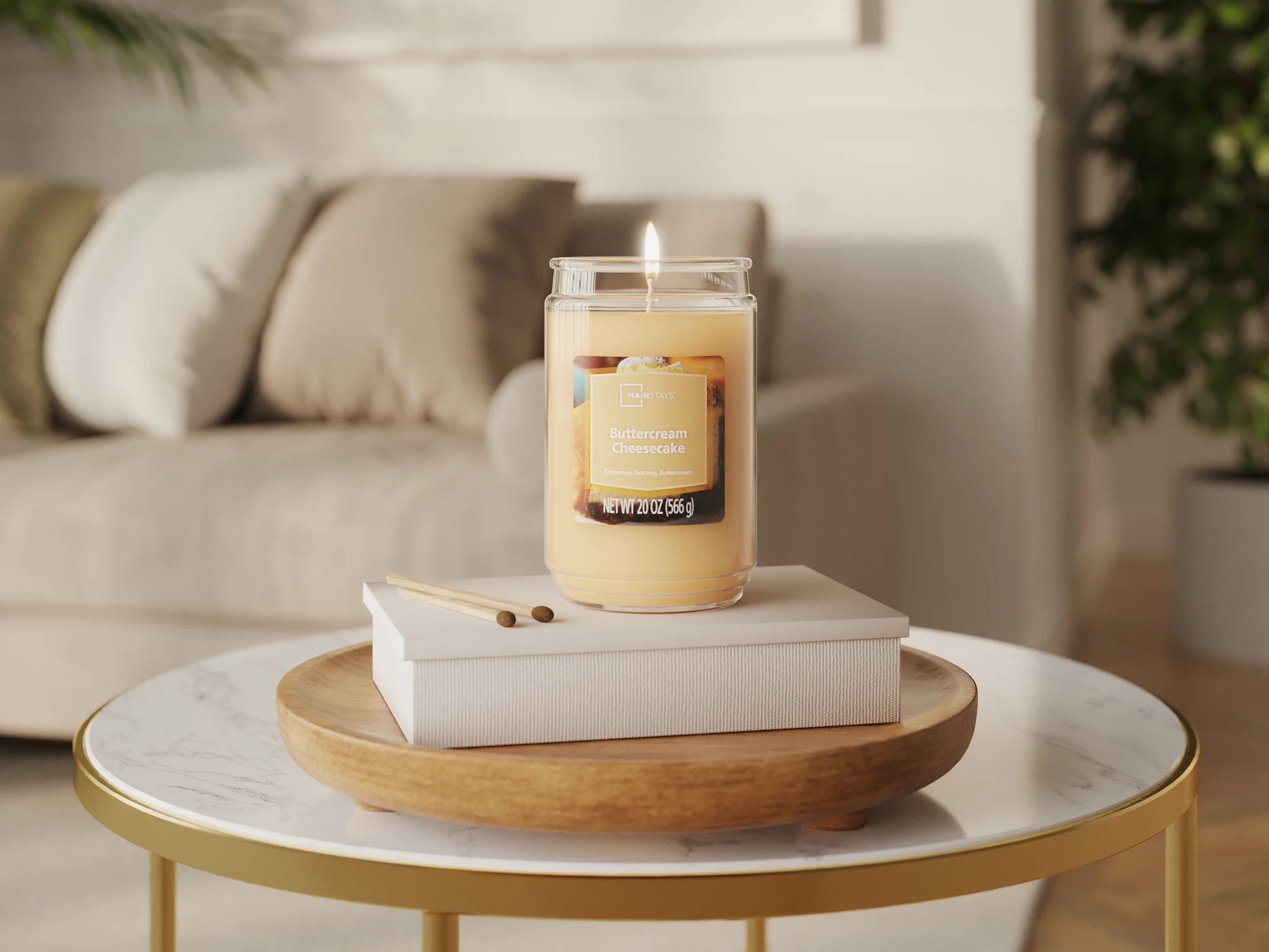 (4 Pack)  Buttercream Cheesecake Scented Single-Wick Glass Jar Candle, 20Oz