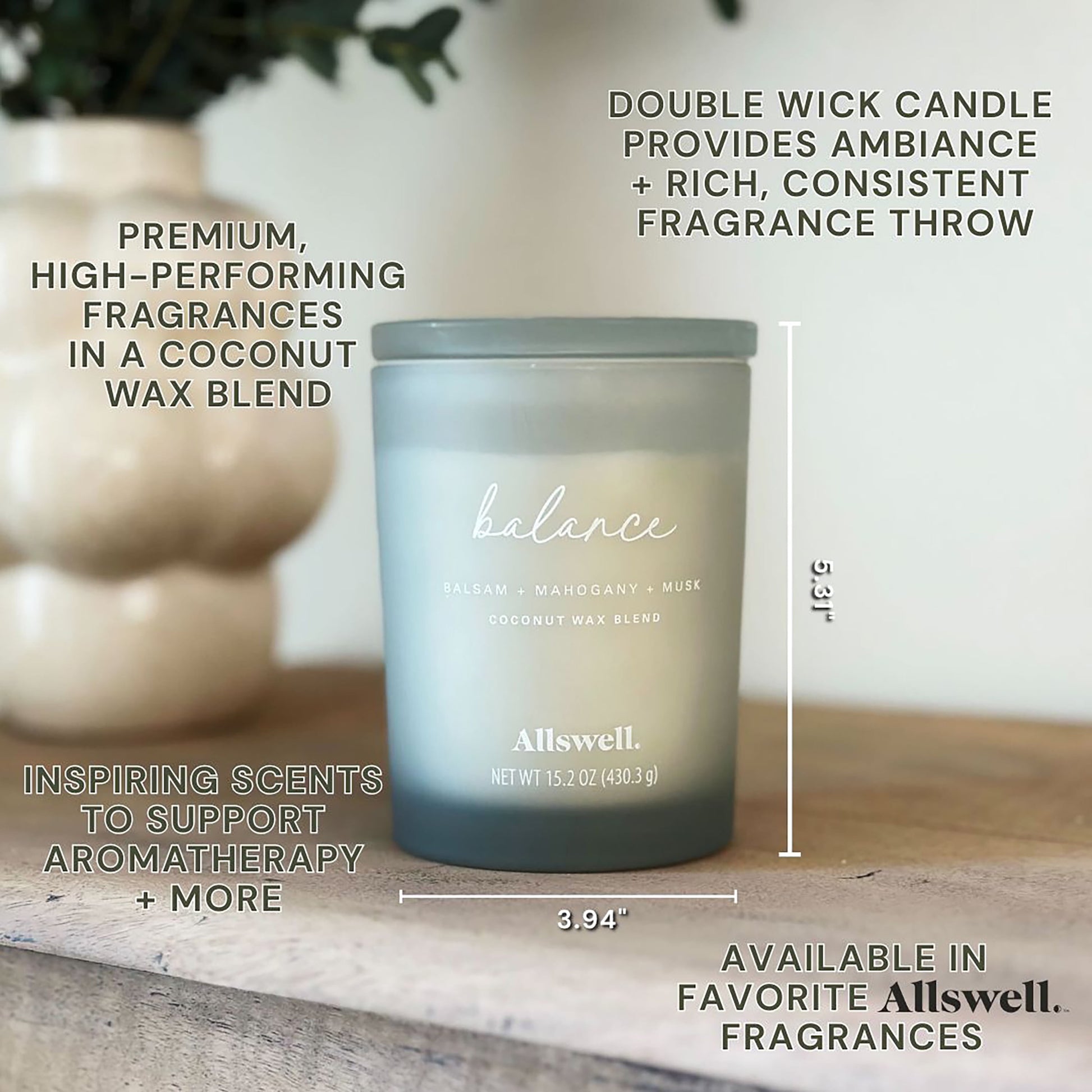 (2 Pack)  Balance (Balsam + Mahogany + Musk) Scented 2-Wick 15Oz Spa Jar Candle