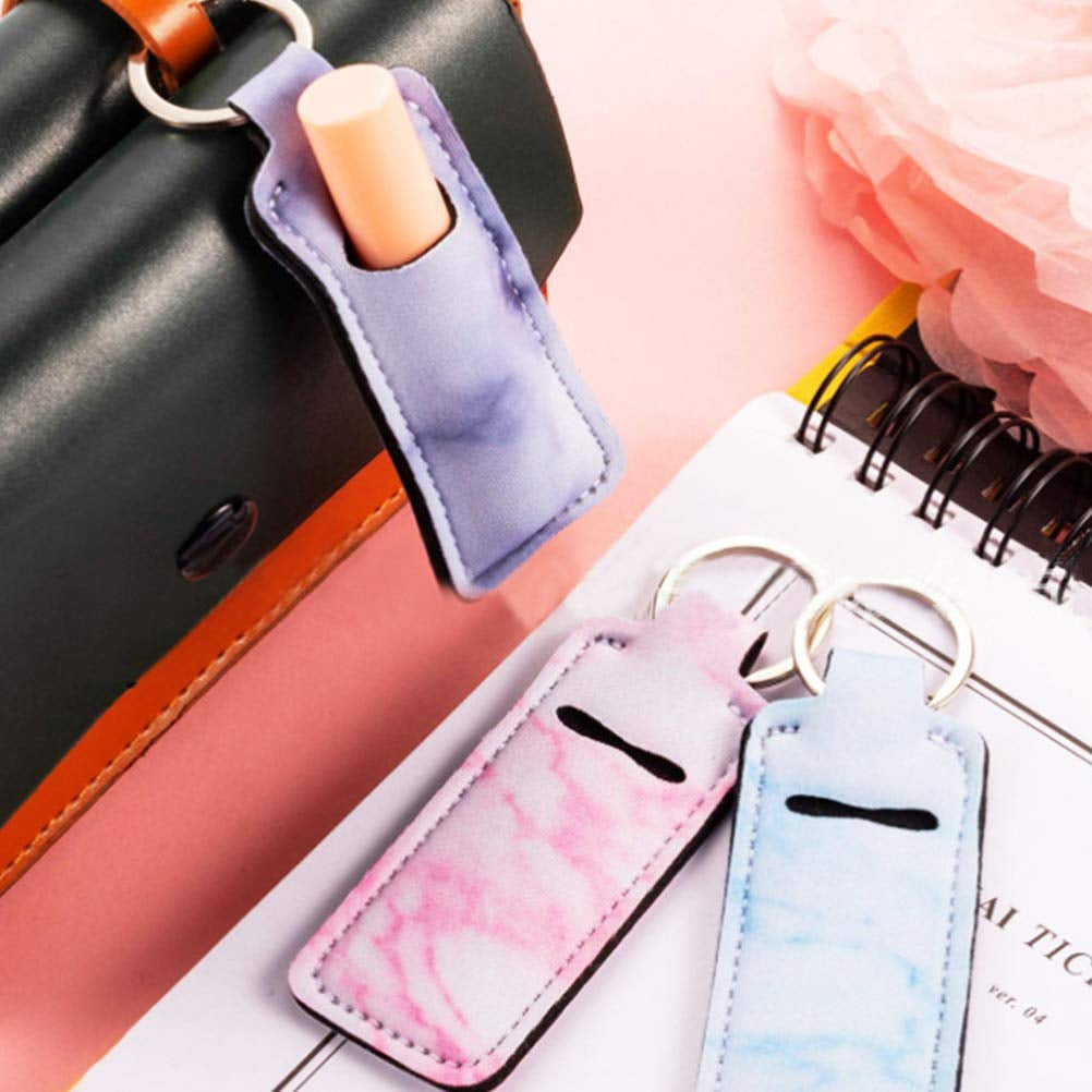 3 Pcs Marble Chapsticks Holder for Lipstick, Lip Balm Gloss, Stocking Stuffers Gift for Women (Pink, Blue, Grey)
