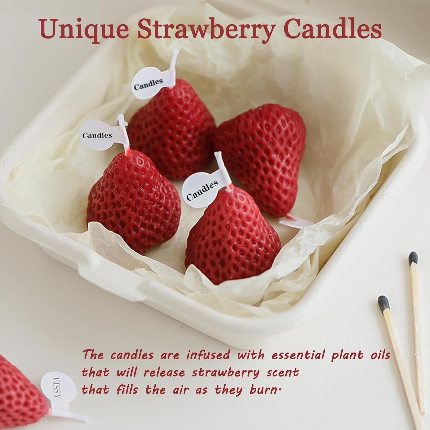 Strawberries Candles Gifts for Women, Aromatherapy Candle, Room Decor Cute Strawberries Shaped Scented Candles, Aesthetic Decorative (9 Red, 3 Inch)