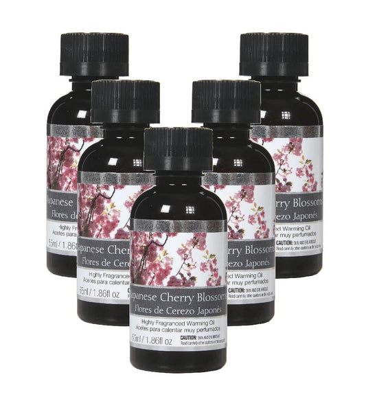 Set of 5, 55 Ml Japanese Cherry Blossom Highly Scented Warming Oils