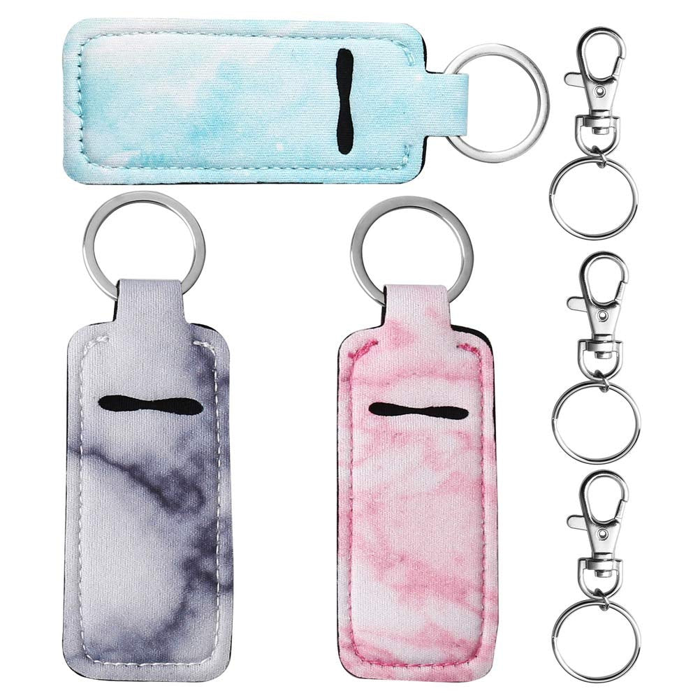 3 Pcs Marble Chapsticks Holder for Lipstick, Lip Balm Gloss, Stocking Stuffers Gift for Women (Pink, Blue, Grey)