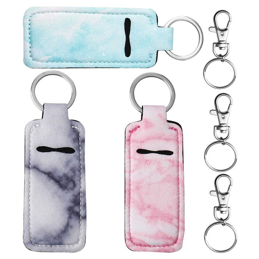 3 Pcs Marble Chapsticks Holder for Lipstick, Lip Balm Gloss, Stocking Stuffers Gift for Women (Pink, Blue, Grey)