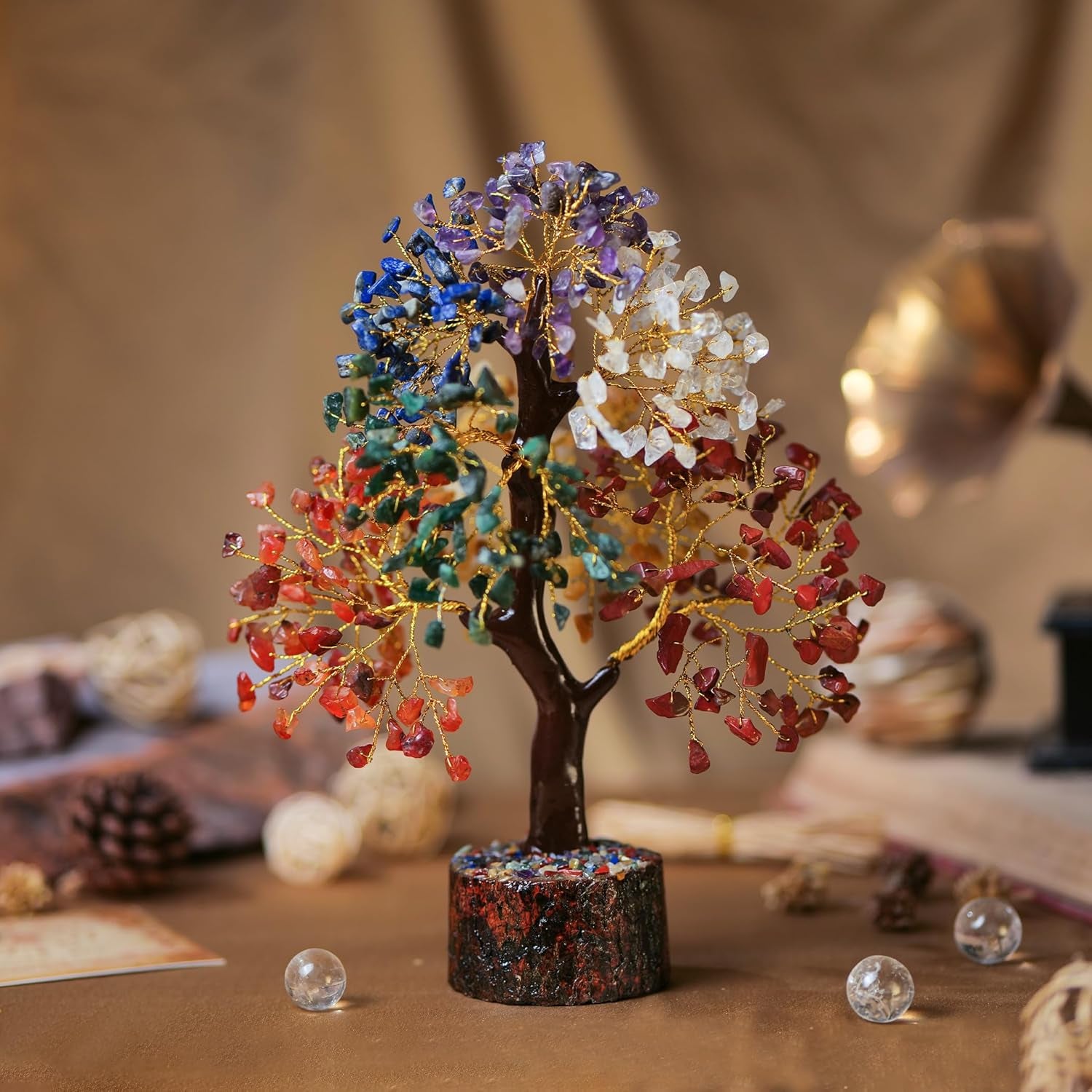 Bonsai Tree - Crystals and Healing Stones - Living Room Decor - Crystal Tree Tree of Life - Gem Tree Stones - Feng Shui and Money - Shelf Decor for Office